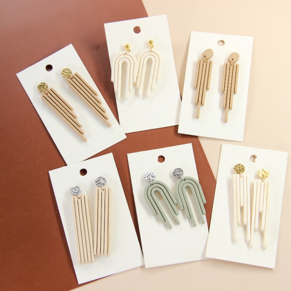 3D Printing Earrings - 4 adet geometrik püskül polimer kil
