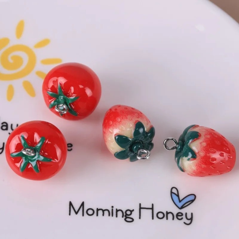 3D Printing Earrings - 10 adet gerçekçi 3D çilek domates